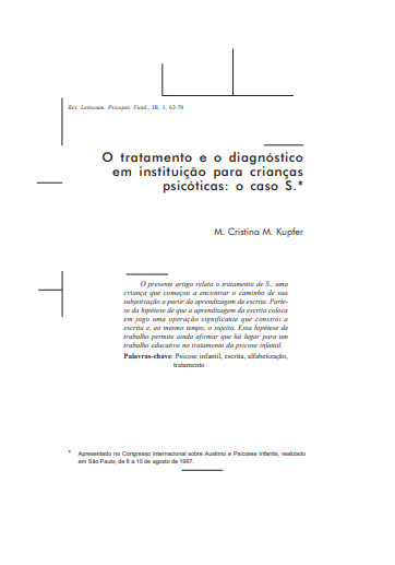 O tratamento e o diagnóstico em instituição para crianças psicóticas: o caso S.