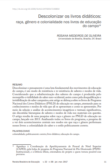 Descolonizar os livros didáticos: raça, gênero e colonialidade nos livros de educação do campo