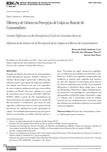 Diferença de Gênero na Percepção de Culpa no Boicote de Consumidores