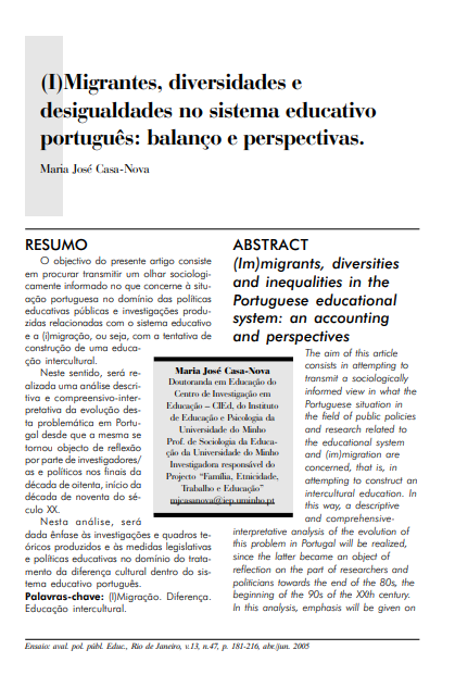 (I)migrantes, diversidades e desigualdades no sistema educativo português: balanço e perspectivas