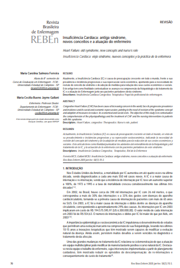 Insuficiência Cardíaca: antiga síndrome, novos conceitos e a atuação do enfermeiro