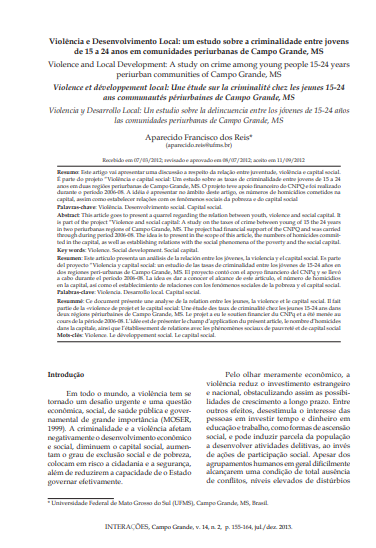 Violência e Desenvolvimento Local: um estudo sobre a criminalidade entre jovens de 15 a 24 anos em comunidades periurbanas de Campo Grande, MS