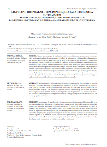 A infecção hospitalar e suas implicações para o cuidar da enfermagem