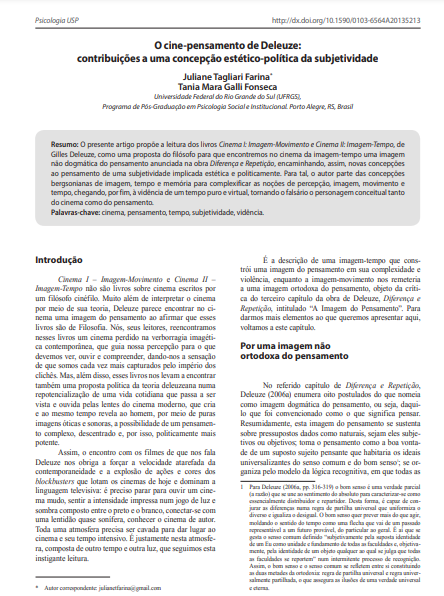 O cine-pensamento de Deleuze: contribuições a uma concepção estético-política da subjetividade