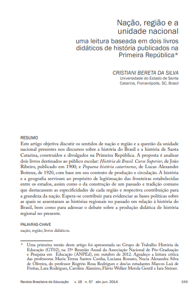 Nação, região e a unidade nacional uma leitura baseada em dois livros didáticos de história publicados na Primeira República