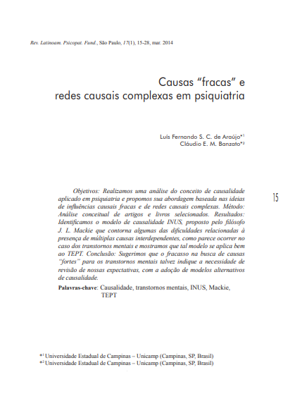 Causas &quot;fracas&quot; e redes causais complexas em psiquiatria