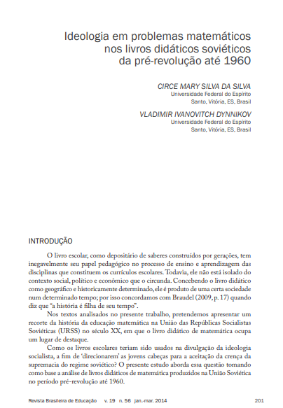 Ideologia em problemas matemáticos nos livros didáticos soviéticos da pré-revolução até 1960