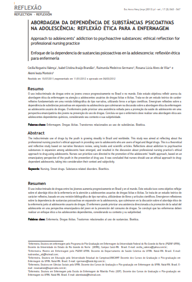 Abordagem da dependencia de substancias psicoativas na adolescencia: reflexao etica para a enfermagem