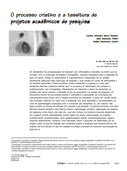 O processo criativo e a tessitura de projetos acadêmicos de pesquisa