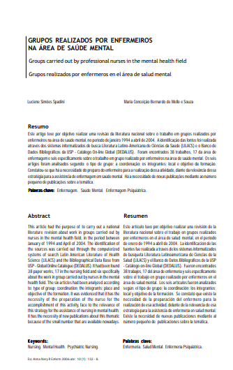 Grupos realizados por enfermeiros na área de saúde mental