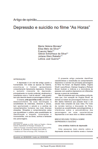 Depressão e suicídio no filme &quot;As Horas&quot;