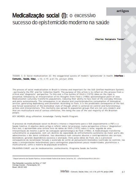Medicalização social (I): o excessivo sucesso do epistemicídio moderno na saúde