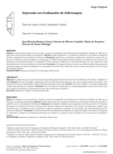 Depressão em graduandos de Enfermagem