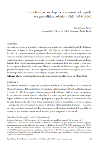 Catolicismo em disputa: a comunidade agudá e a geopolítica colonial (Uidá 1844-1866)