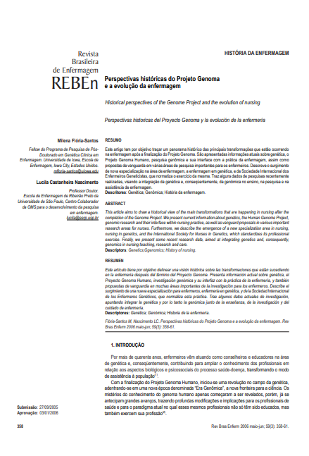 Perspectivas históricas do Projeto Genoma e a evolução da enfermagem