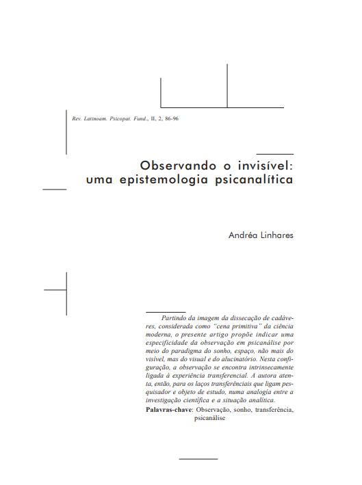 Observando o invisível: uma epistemologia psicanalítica