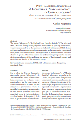 Para uma leitura dos poemas “À Inglaterra” e “Marcha do ódio”, de Guerra Junqueiro