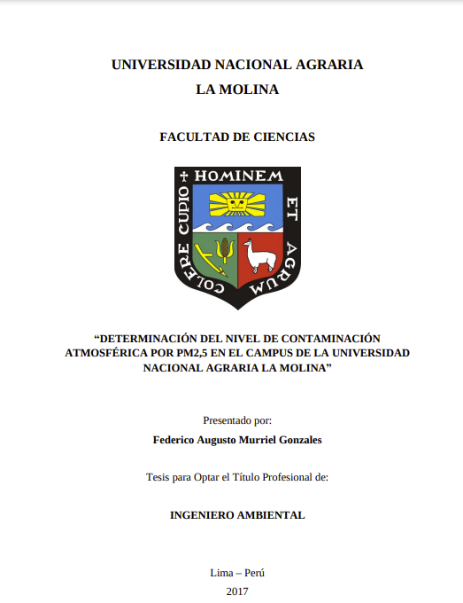 Determinación del nivel de contaminación atmosférica por PM2,5 en el campus UNALM