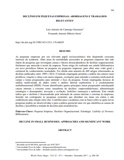 DECLÍNIO EM PEQUENAS EMPRESAS: ABORDAGENS E TRABALHOS RELEVANTES