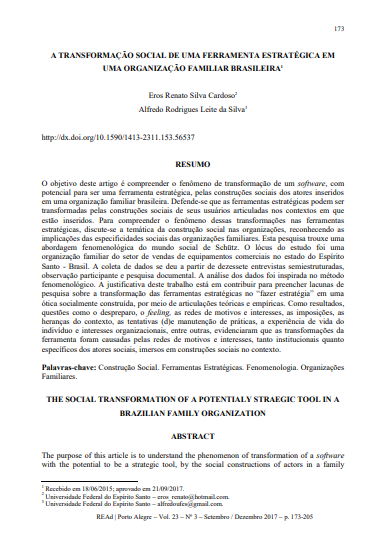 A TRANSFORMAÇÃO SOCIAL DE UMA FERRAMENTA ESTRATÉGICA EM UMA ORGANIZAÇÃO FAMILIAR BRASILEIRA