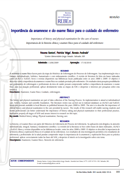 Importância da anamnese e do exame físico para o cuidado do enfermeiro