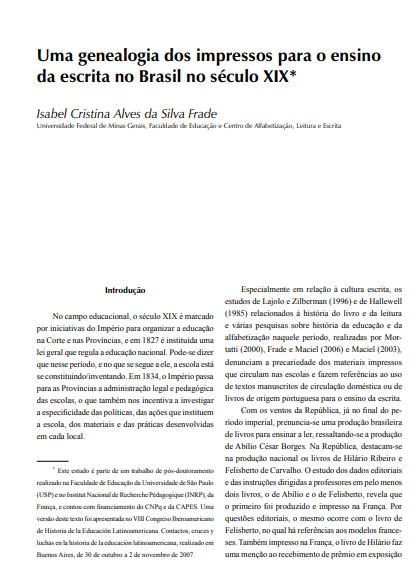 Uma genealogia dos impressos para o ensino da escrita no Brasil no século XIX