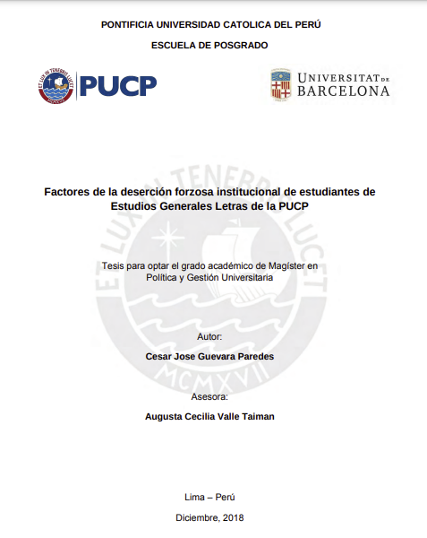 Factores de la deserción forzosa institucional de estudiantes de Estudios Generales Letras