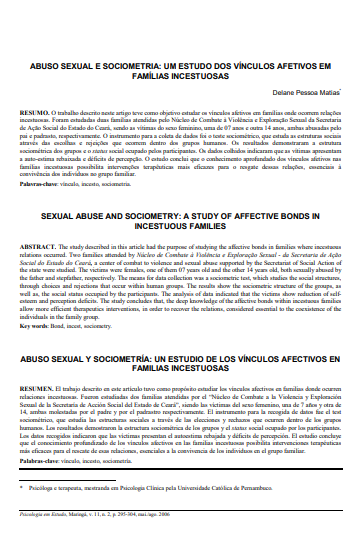 Abuso sexual e sociometria: um estudo dos vínculos afetivos em famílias incestuosas
