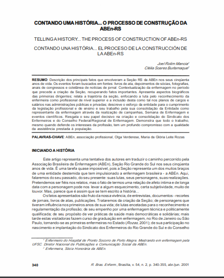 Contando uma história... o processo de construção da ABEn-RS