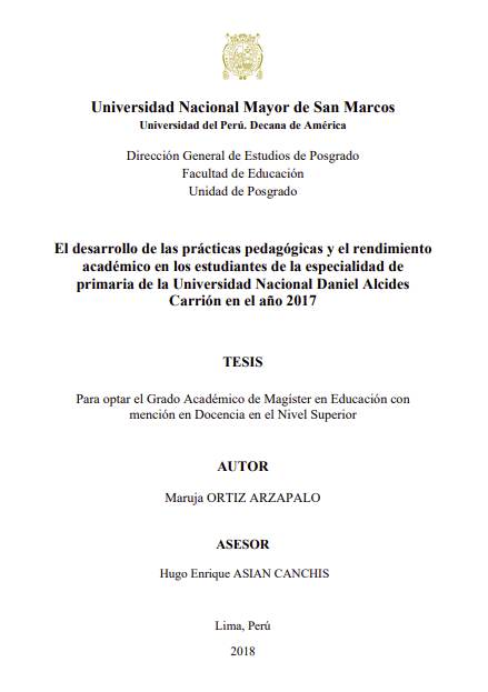 El desarrollo de las prácticas pedagógicas y el rendimiento académico en los estudiantes