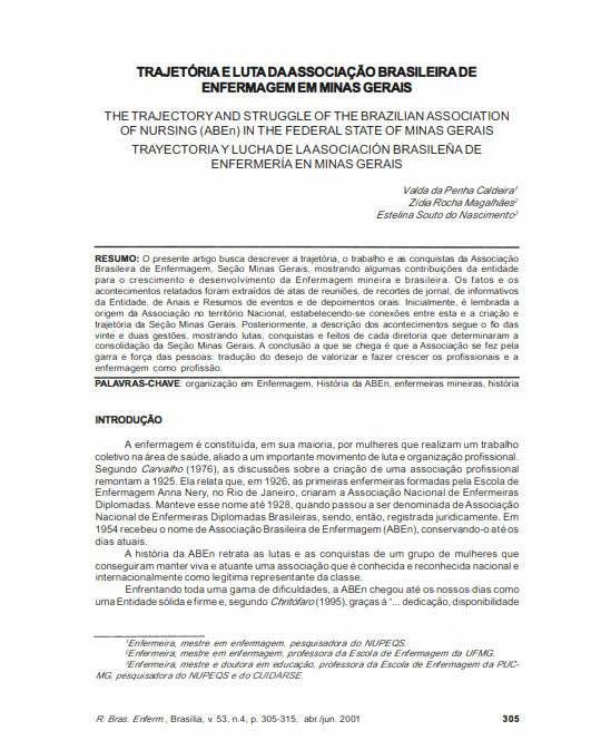 Trajetória e luta da Associação Brasileira de Enfermagem em Minas Gerais