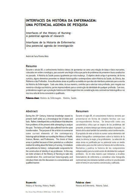 Interfaces da história da Enfermagem: uma potencial agenda de pesquisa