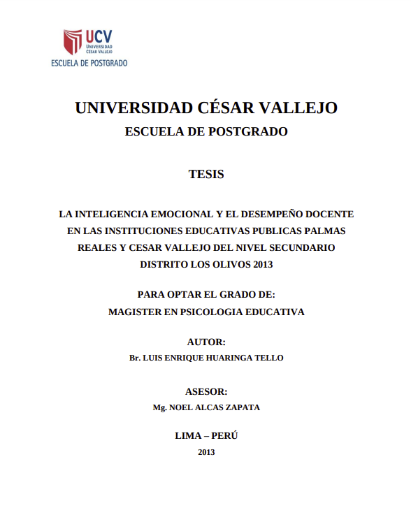 La inteligencia emocional y el desempeño docente en las Instituciones Educativas públicas