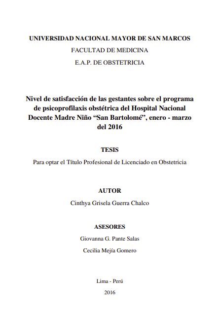 Nivel de satisfacción de las gestantes sobre el programa de psicoprofilaxis obstétrica