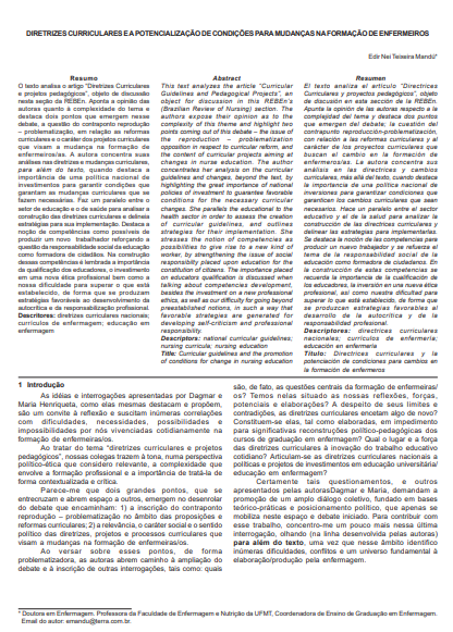 Diretrizes curriculares e a potencialização de condições para mudanças na formação de enfermeiros