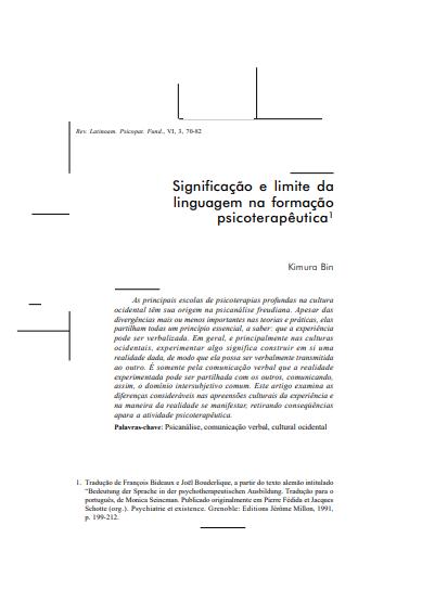 Significação e limite da linguagem na formação psicoterapêutica