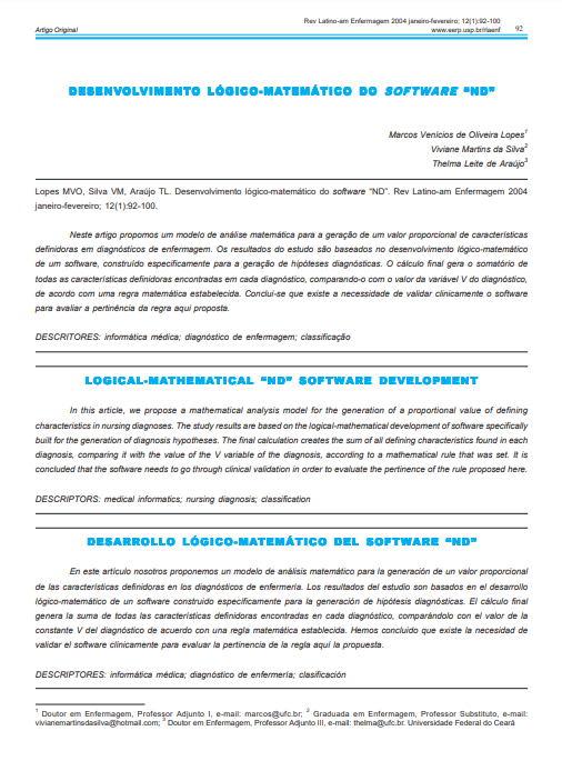 Desenvolvimento lógico-matemático do software &quot;ND&quot;