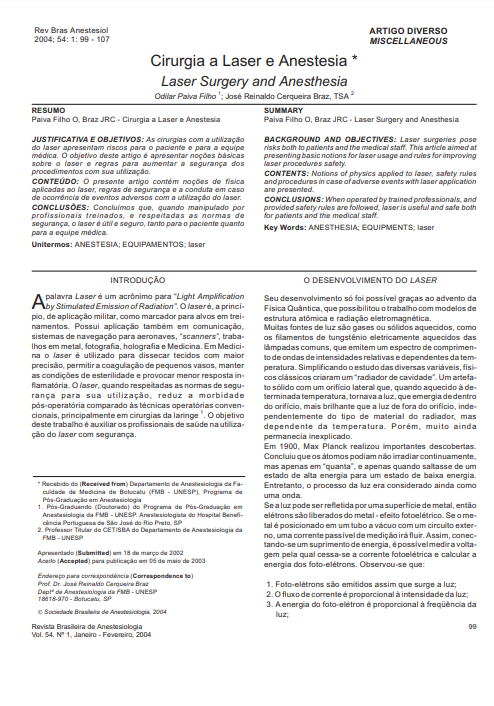 Cirurgia a laser e anestesia