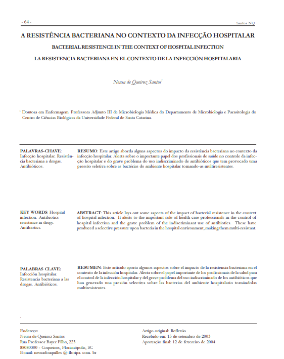 A resistência bacteriana no contexto da infecção hospitalar