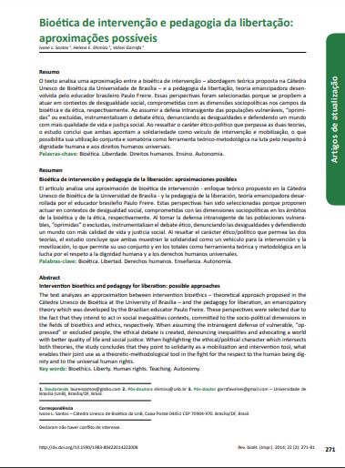 Bioética de intervenção e pedagogia da libertação: aproximações possíveis