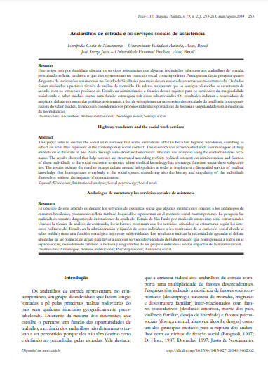 Andarilhos de estrada e os serviços sociais de assistência