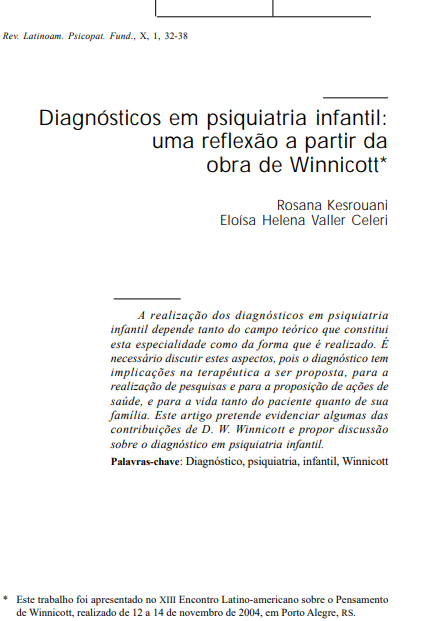 Diagnósticos em psiquiatria infantil: uma reflexão a partir da obra de Winnicott