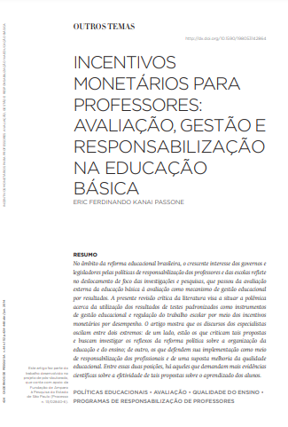 Incentivos monetários para professores: avaliação, gestão e responsabilização na educação básica