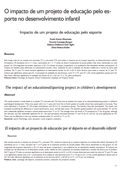 O impacto de um projeto de educação pelo esporte no desenvolvimento infantil