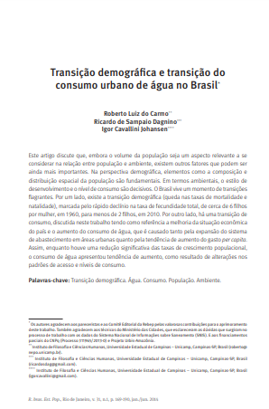 Transição demográfica e transição do consumo urbano de água no Brasil