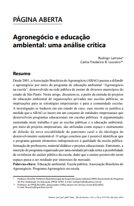 Agronegócio e educação ambiental: uma análise crítica