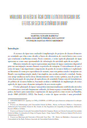 Viabilidade do reúso de água como elemento mitigador dos efeitos da seca no semiárido da Bahia