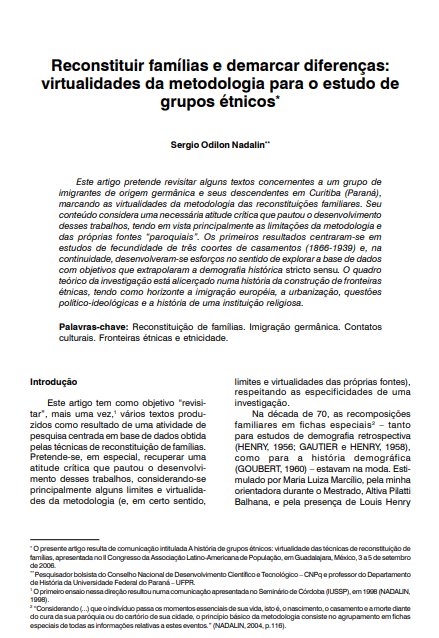Reconstituir famílias e demarcar diferenças: virtualidades da metodologia para o estudo de grupos étnicos