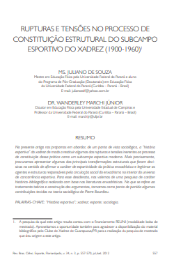 Rupturas e tensões no processo de constituição estrutural do subcampo esportivo do xadrez (1900-1960)