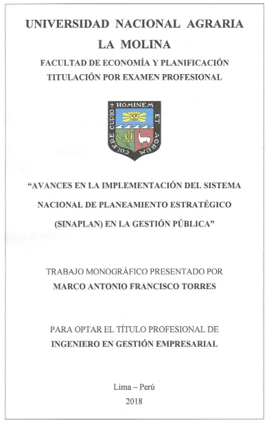 Avances en la implementación del Sistema Nacional de Planeamiento Estratégico (SINAPLAN) en la gestión pública